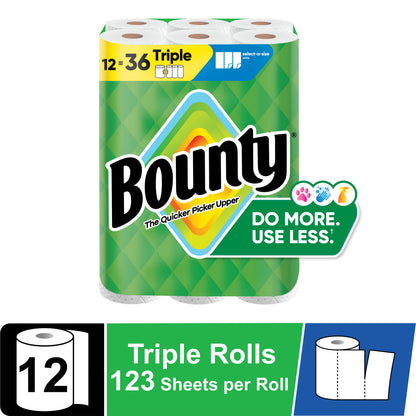 Bounty Paper Towels Select-A-Size White, 10 Triple Rolls, 123 Sheets Per Roll