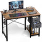 CONCETTA 40in Small Computer Desk with 2 Drawers, Side Headphone Hook, Writing Work Study Desk for Home, Rust Brown