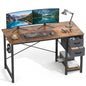 CONCETTA 47in Small Computer Desk with 2 Drawers, Side Headphone Hook, Writing Work Study Desk for Home, Rust Brown