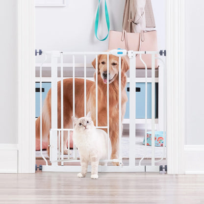 Carlson Extra Wide Walk-Through Pet Gate, 29"-38.5" Wide, Small Door, White