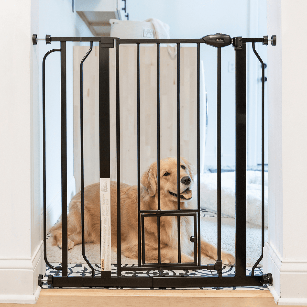 Carlson Extra Tall Walk-Through Pet Gate, Platinum, 36" H x 29"-36.5" L, with 4-inch Extension, Includes Pressure and Wall Mount Kits