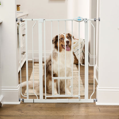 Carlson Extra Tall Walk-Through Pet Gate, Platinum, 36" H x 29"-36.5" L, with 4-inch Extension, Includes Pressure and Wall Mount Kits