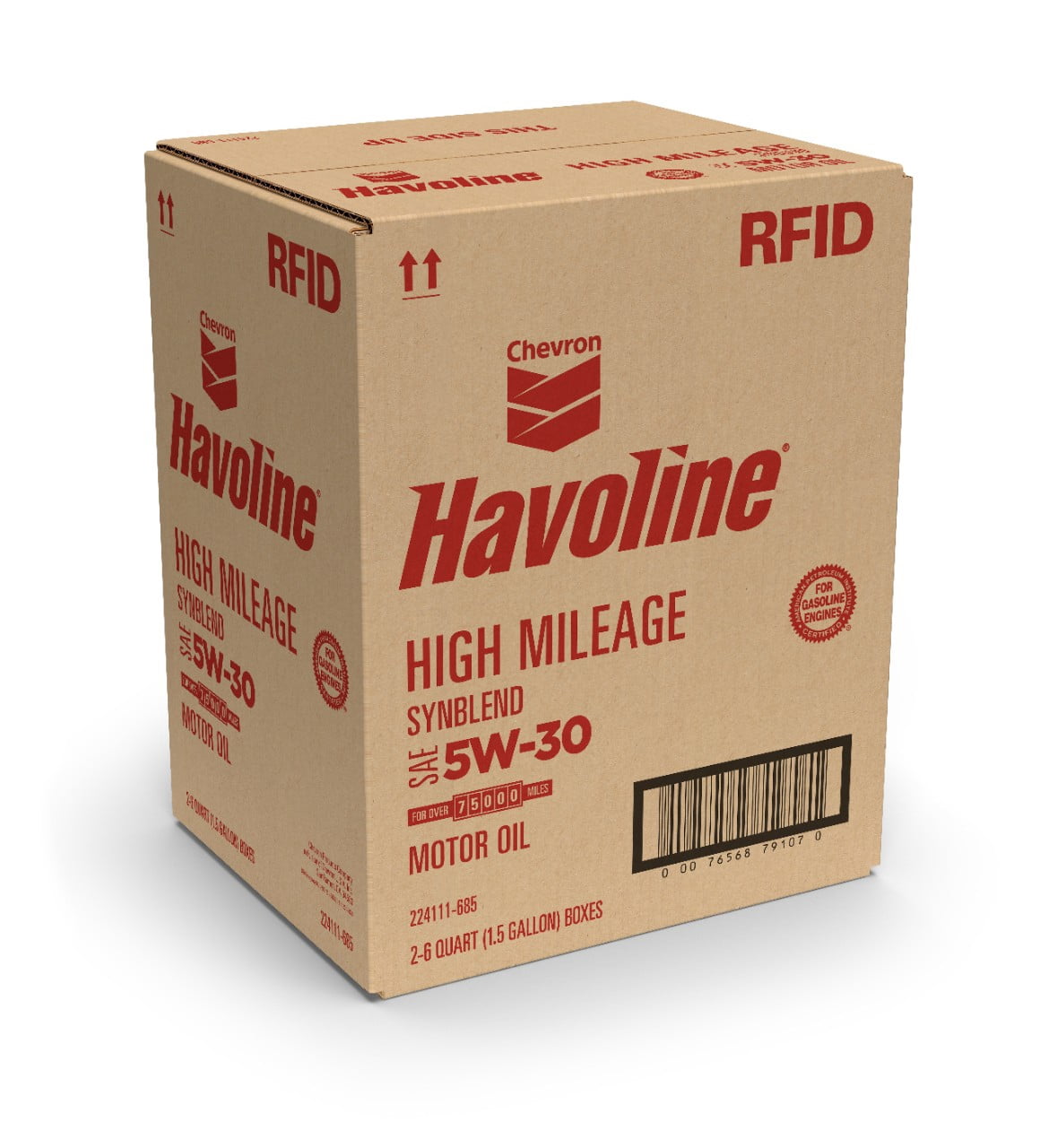 Chevron Havoline High Mileage Synthetic Technology Motor Oil 5W-30, 6 Quart Smart Change Box Case (2-Pack)