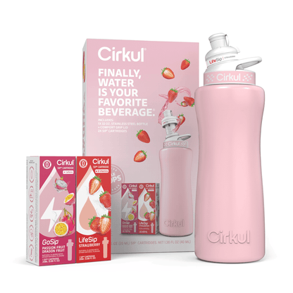 Cirkul 32oz Chameleon Stainless Steel Starter Kit with Chameleon Cirkul Lid 2.0 and 2 Flavor Cartridges (Blackberry Blueberry & Berry Blue Punch)