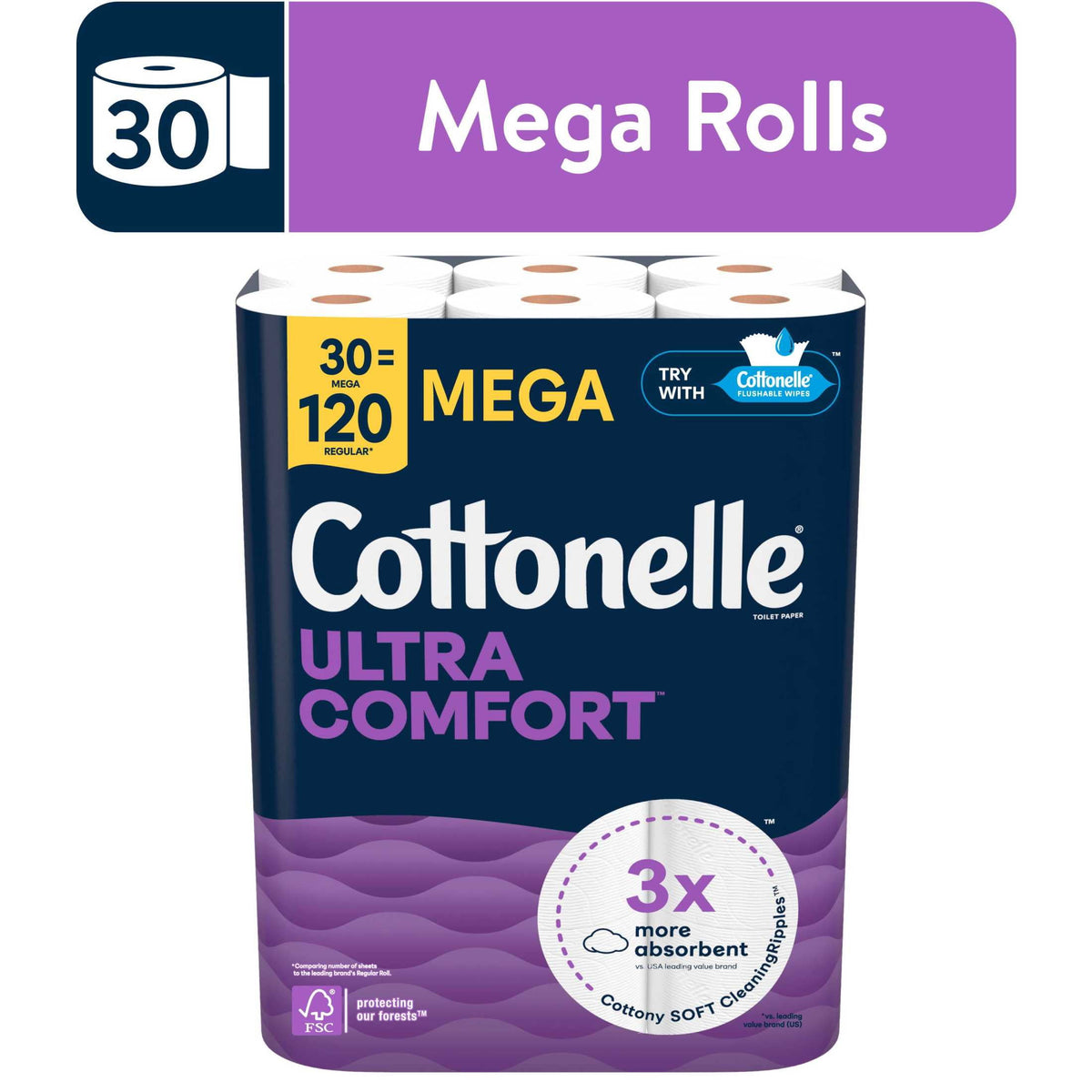 Cottonelle Ultra Soft Toilet Paper, 36 Mega Rolls