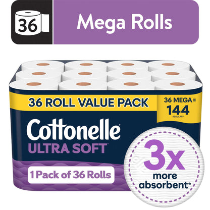 Cottonelle Ultra Soft Toilet Paper, 36 Mega Rolls