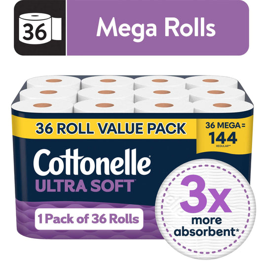 Cottonelle Ultra Soft Toilet Paper, 36 Mega Rolls