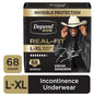 Depend Real Fit Incontinence Underwear for Men, Adult Diapers, L/XL, Black, 52 Count