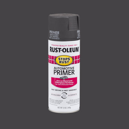(6 pack) Light Gray, Rust-Oleum Stops Rust Automotive Primer Flat Spray Paint-2081830, 12 oz