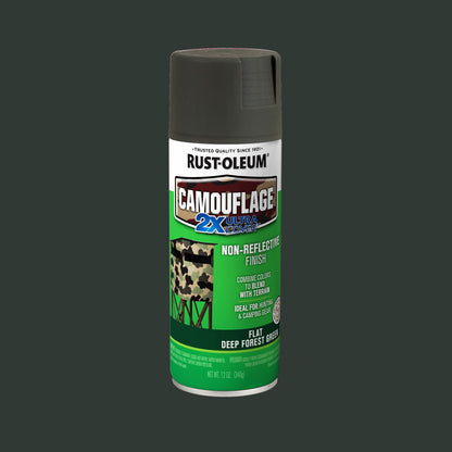 (6 pack) Army Green, Rust-Oleum Camouflage 2X Ultra Cover Flat Spray Paint-279176, 12 oz