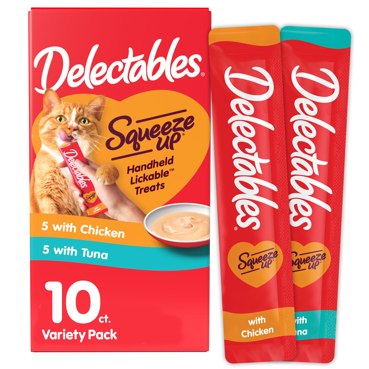 Hartz Delectables Squeeze up Lickable Wet Cat Treat Flavor Variety Pack, 0.5oz Tube (54 Count)