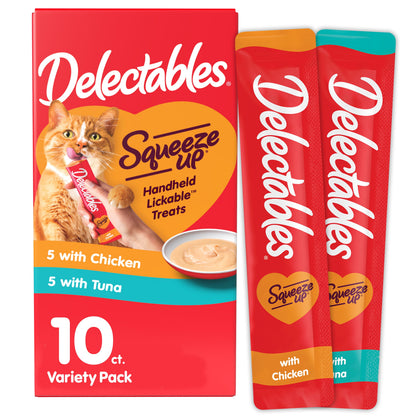 Hartz Delectables Squeeze up Lickable Wet Cat Treat Flavor Variety Pack, 0.5oz Tube (54 Count)