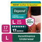 Depend Fresh Protection Incontinence Underwear for Women, Adult Diapers, L (72 Count)