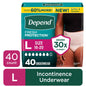 Depend Fresh Protection Incontinence Underwear for Women, Adult Diapers, L (72 Count)