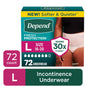 Depend Fresh Protection Incontinence Underwear for Women, Adult Diapers, L (72 Count)