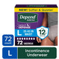 Depend Night Defense Incontinence Underwear for Men, Adult Diapers, L (56 Count)