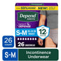 Depend Night Defense Incontinence Underwear for Men, Adult Diapers, S/M (26 Count)