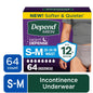 Depend Night Defense Incontinence Underwear for Men, Adult Diapers, S/M (26 Count)