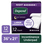 (2 pack) Depend Underpads, Disposable Incontinence Bed Pads for Adults, 36" x 21", 12 Count