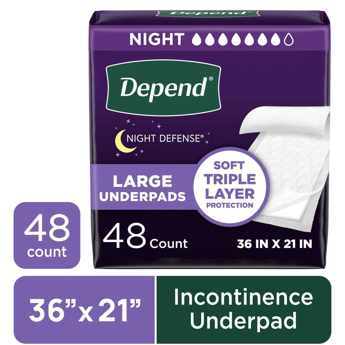 (2 pack) Depend Underpads, Disposable Incontinence Bed Pads for Adults, 36" x 21", 12 Count