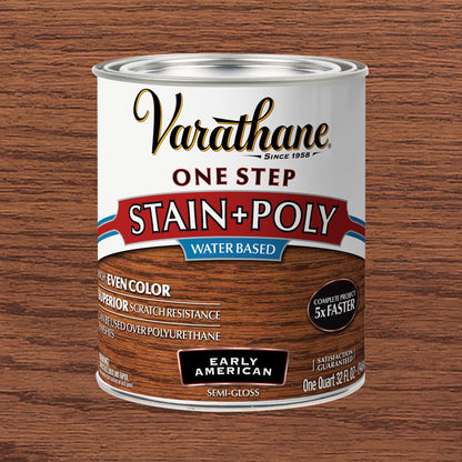 (2 pack) Early American, Varathane One Step Interior Wood Stain + Polyurethane, Semi-Gloss -336361, Quart