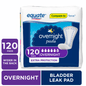 Equate Women's Incontinence Pads, Unscented, Overnight, 120 Count