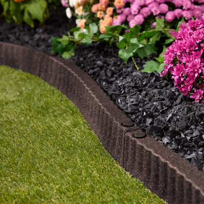 Expert Gardener Black Recycled Rubber Garden Border Landscape Edging, 2 ft x 3 in, 8 Pack