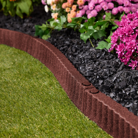 Expert Gardener 2' x 3" Red Recycled Rubber Garden Border Landscape Edging - 8 Pack