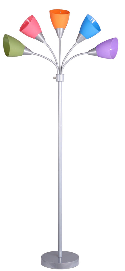 Mainstays 5-Light Multi-Color Floor Lamp, Silver Finish
