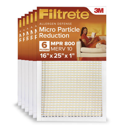 Filtrete 16x25x1 HVAC Furnace Air Filter, MPR 800 MERV 10, Micro Particle Reduction, 4 Pack