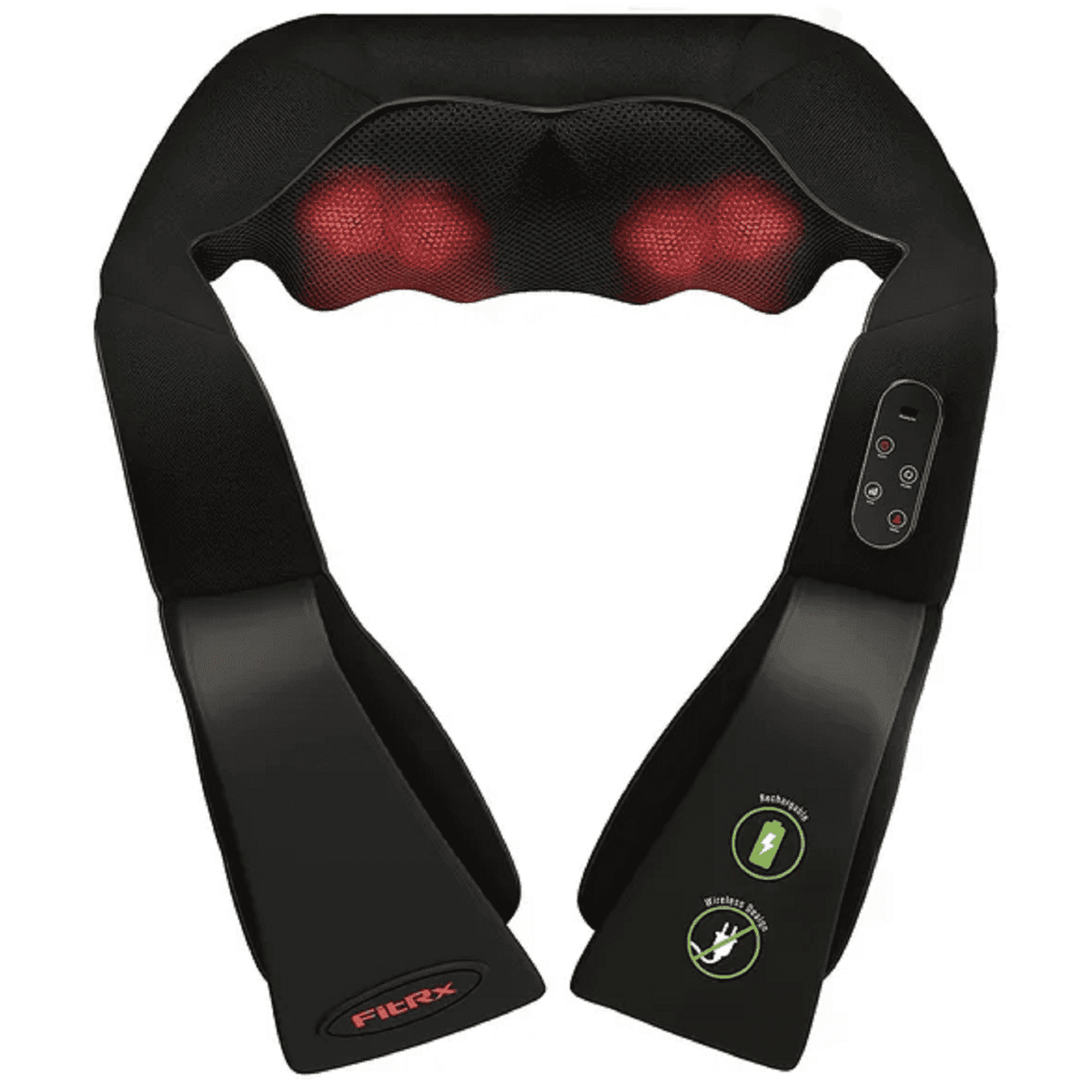FitRx Cordless Shiatsu 3D Massager, USB-Rechargeable Shoulder, Back, and Neck Massager with Heat
