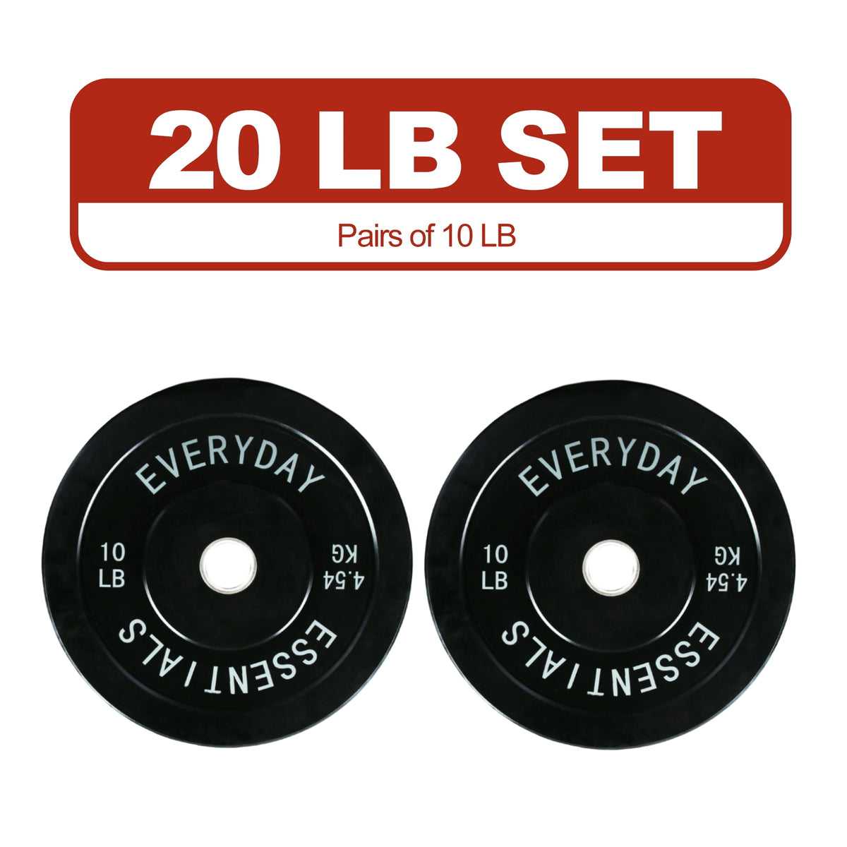 FlexWave Bumper Weight Plates, 25 lb Pair, Black, 2-Inch Hole