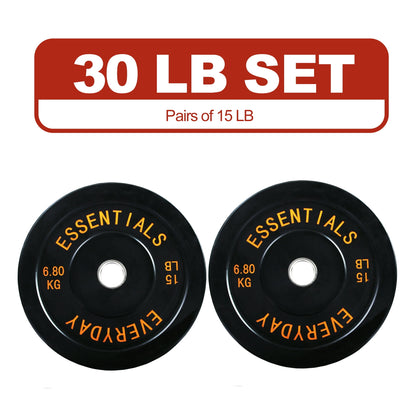 FlexWave Bumper Weight Plates, 25 lb Pair, Black, 2-Inch Hole