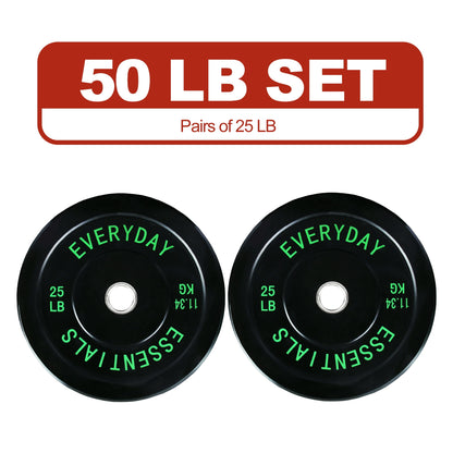 FlexWave Bumper Weight Plates, 25 lb Pair, Black, 2-Inch Hole