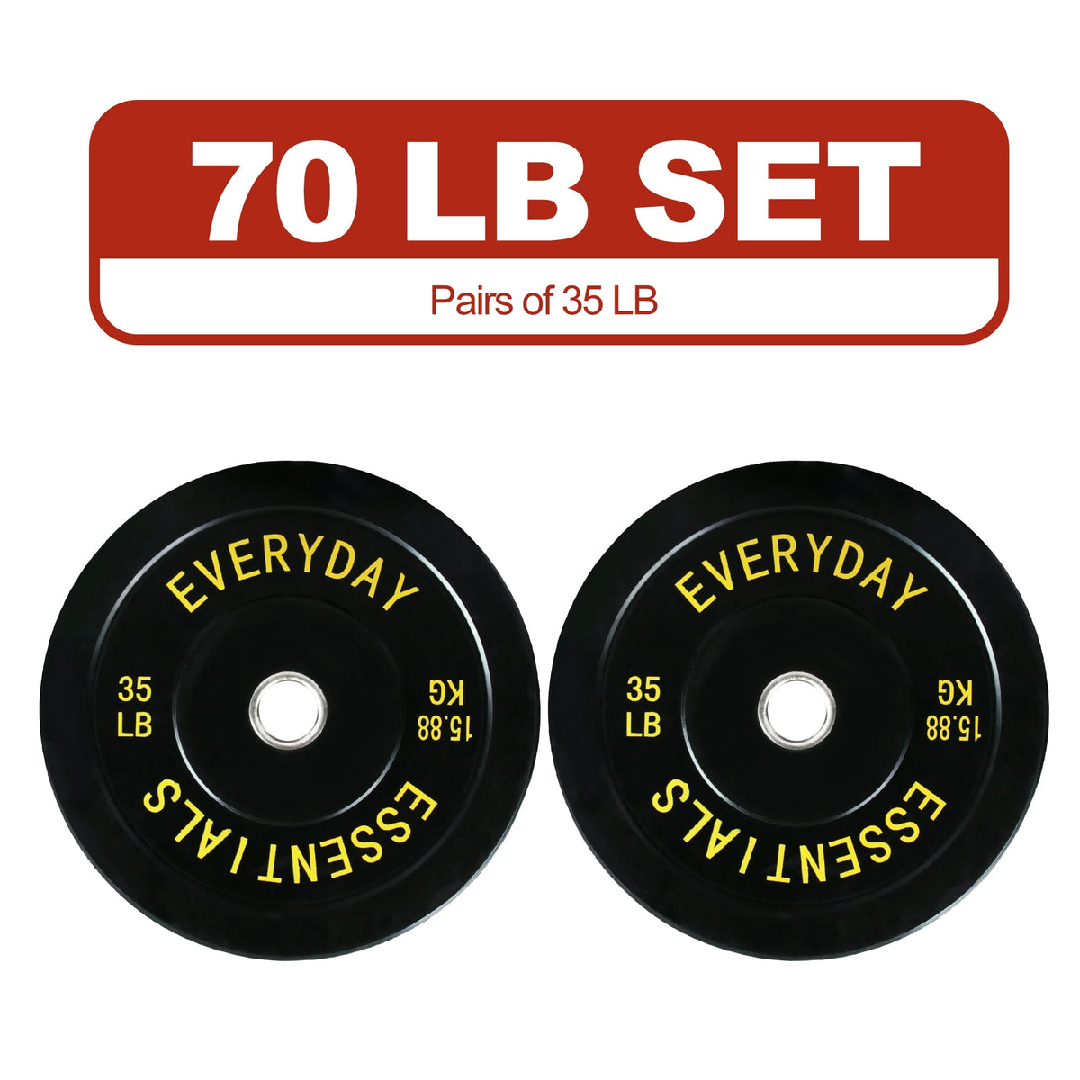 FlexWave Bumper Weight Plates, 25 lb Pair, Black, 2-Inch Hole