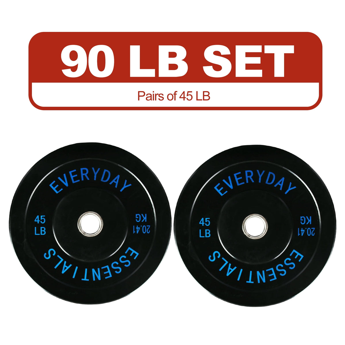 FlexWave Bumper Weight Plates, 25 lb Pair, Black, 2-Inch Hole