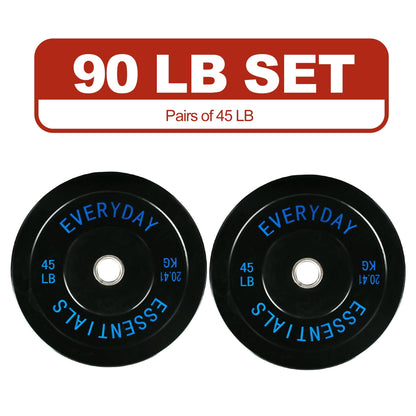 FlexWave Bumper Weight Plates, 25 lb Pair, Black, 2-Inch Hole