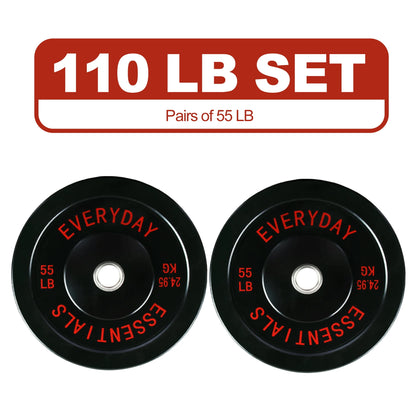FlexWave Bumper Weight Plates, 25 lb Pair, Black, 2-Inch Hole