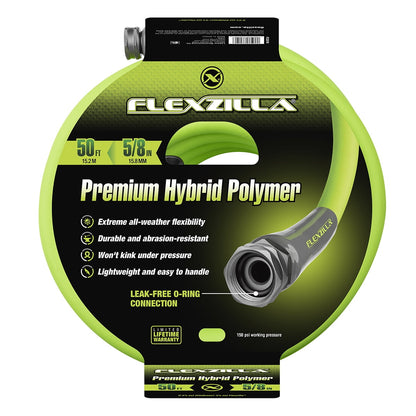 Flexzilla® Premium Grade Garden Hose, 5/8 in. x 50ft., Hybrid Polymer, ZillaGreen™