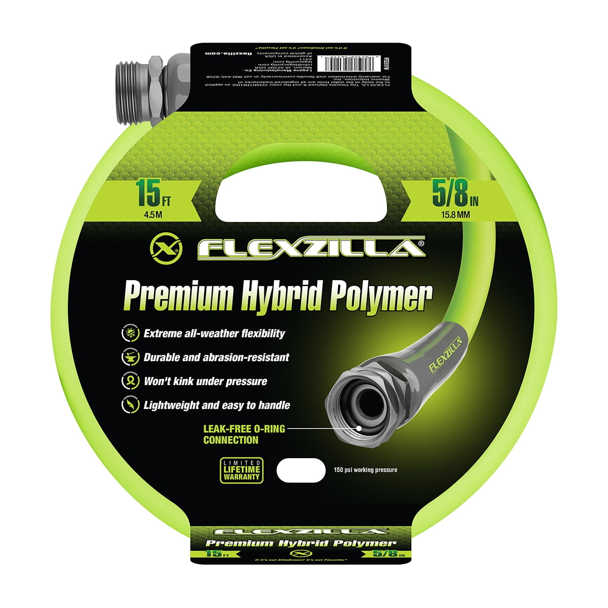 Flexzilla® Premium Grade Garden Hose, 5/8 in. x 50ft., Hybrid Polymer, ZillaGreen™
