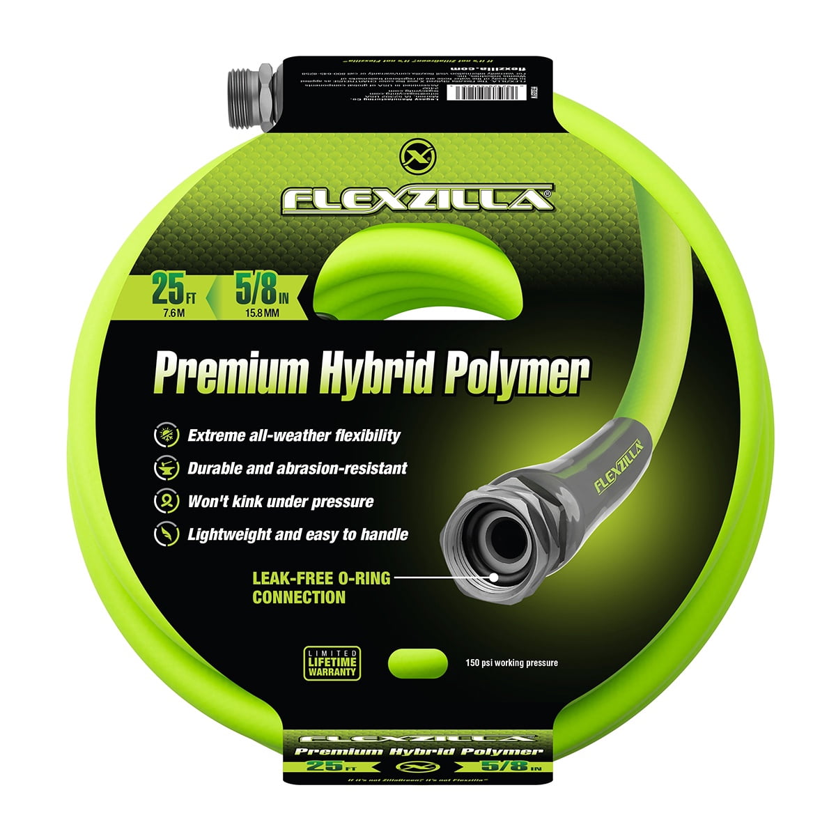 Flexzilla® Premium Grade Garden Hose, 5/8 in. x 50ft., Hybrid Polymer, ZillaGreen™