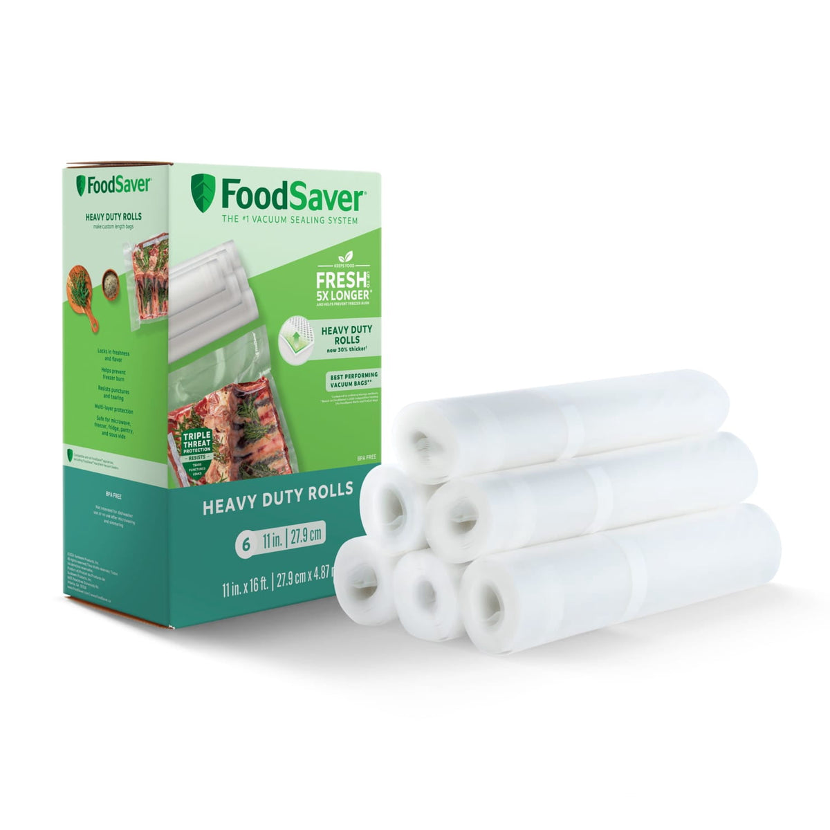 FoodSaver Heavy Duty Vacuum Seal Rolls, 11" x 16', 6-Pack