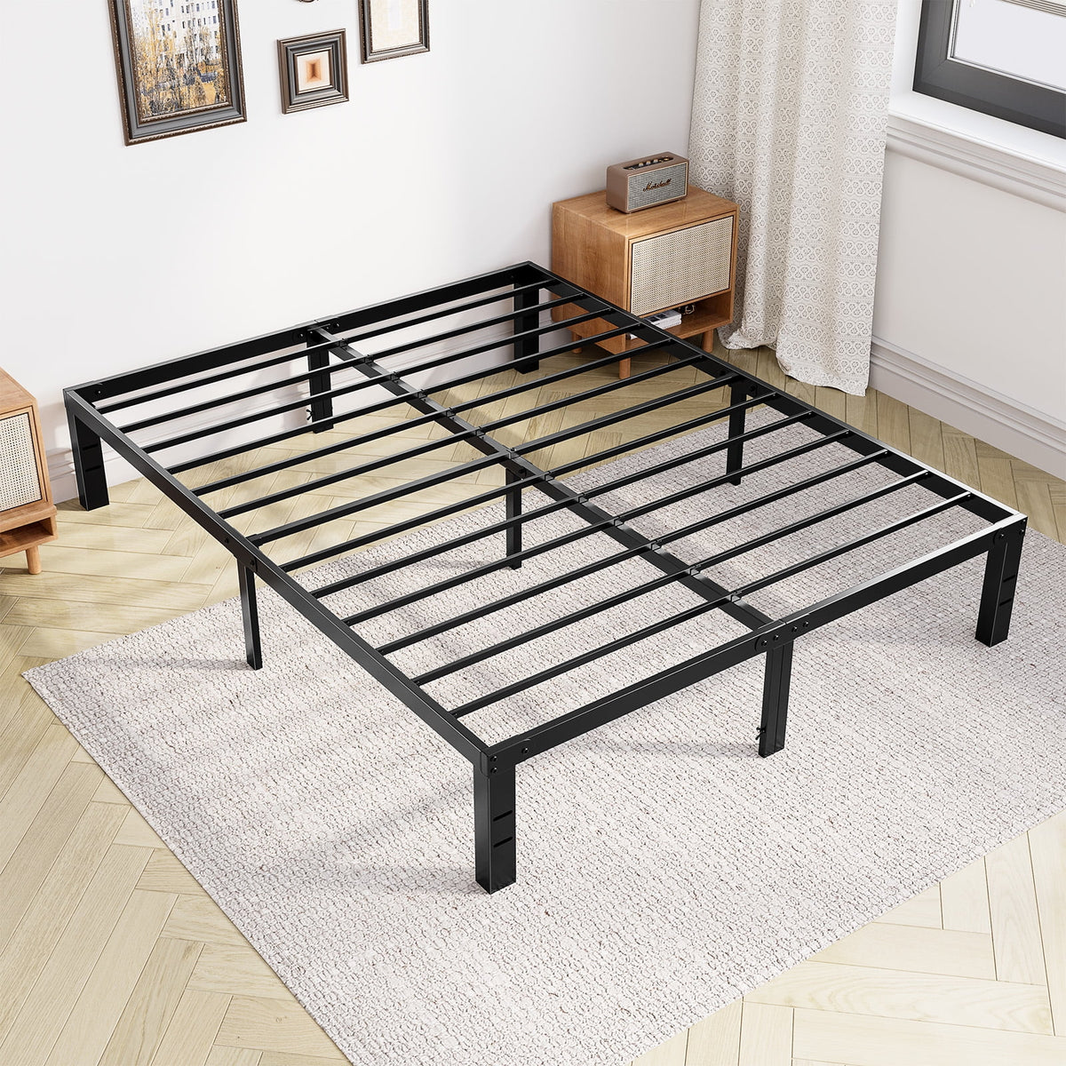 GIANNA Twin Size 14-inch Metal Platform Bed Frame with Under-Bed Storage, Sturdy Steel Construction, No Box Spring Required
