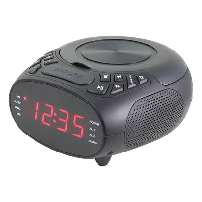 GPX Dual-Alarm CD/FM Clock Radio with 0.9-In. LED Display, Black, CC318B