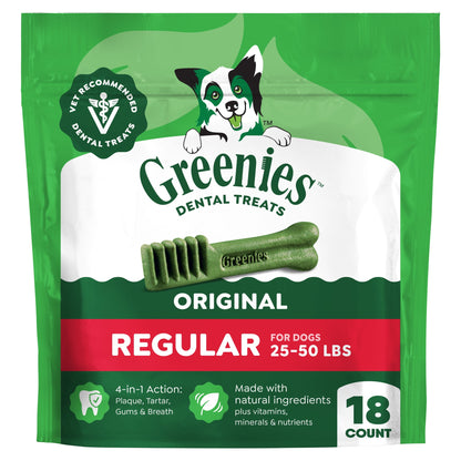 Greenies Original Flavor Natural Dental Dog Treats, Regular Size, 36 oz Pack, 36 Count