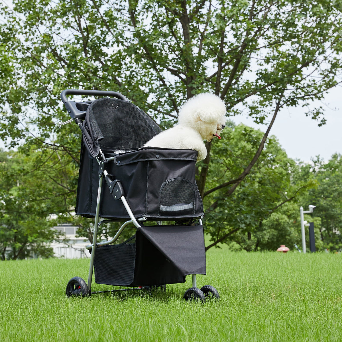 Gianna 3-Wheel Pet Stroller for Dogs, Jogging Stroller with Breathable Mesh Window, Large Storage Basket and Cup Holder