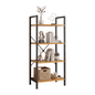 Gianna 5 Tier Bookshelf, Free Standing Shelf, Bookcase Shelf Storage Organizer, Industrial Book Shelves for Home Office, Living Room, Kitchen, Rust Brown