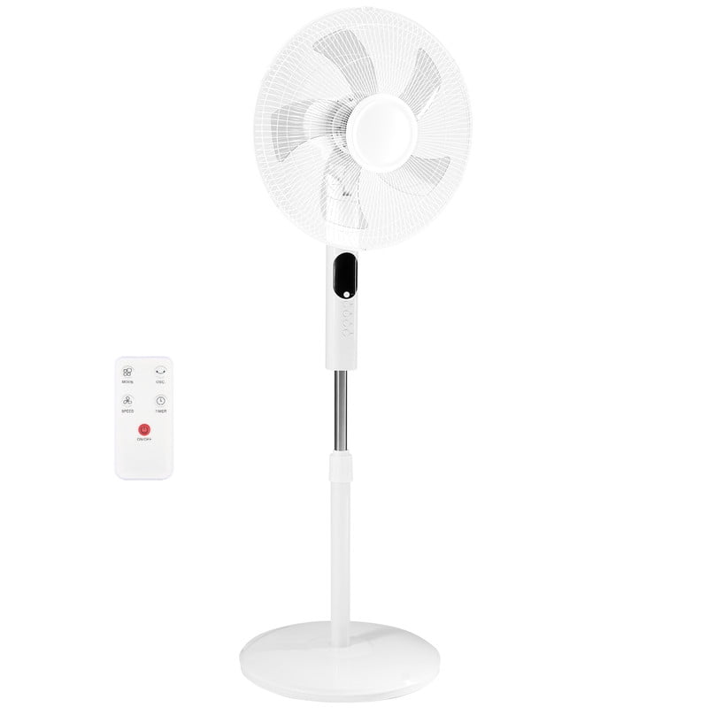 Gianna Quiet Pedestal Fan with Remote, Standing Floor Fan for Bedroom, Home Office - 15H Timer, 3 Speed & 3 Wind Modes, 80°Oscillating, Adjustable Height，White