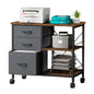 Gianna Rolling File Cabinet with 3 Drawers, Fabric Lateral Filing Storage for A4/Letter Size, Mobile Printer Stand with Open Shelf for Home Office, White