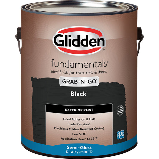 Glidden Fundamentals Grab-N-Go Black Semi-Gloss Exterior Paint, 1 Gallon